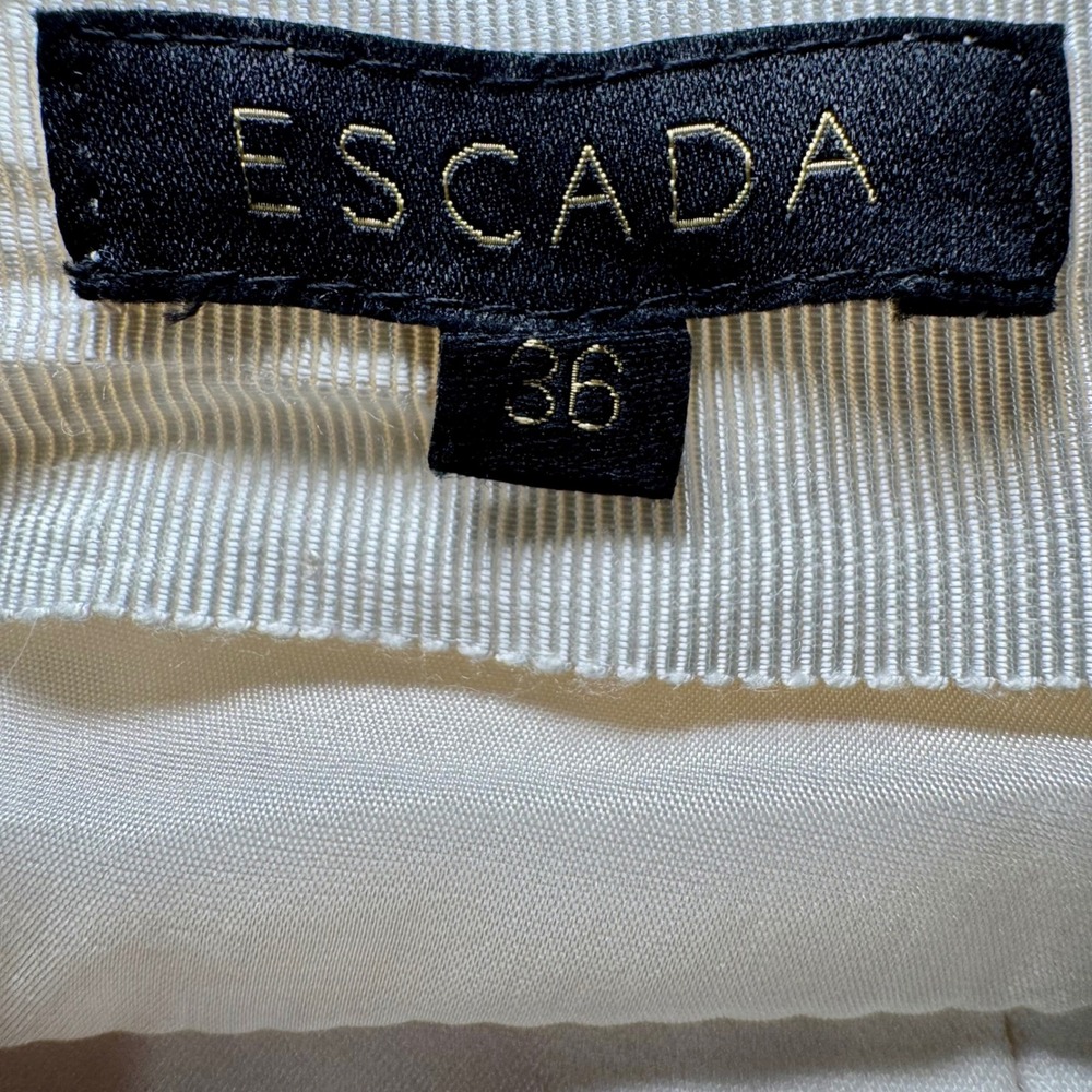 Escada Tuska High-Waist‎ Cropped Trousers Cream Tapered High Rise Seam Detail - Picture 5 of 5